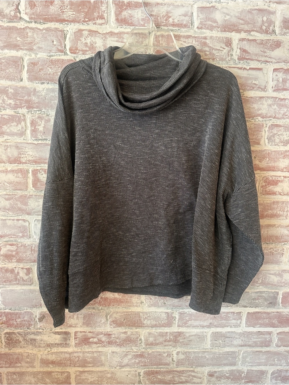 89th & Madison Charcoal Cowl Neck Ribbed Sweater